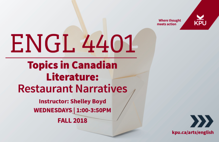 English 4401 - Topics in Canadian Literature - Restaurant Narratives
