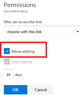 Allow editing access