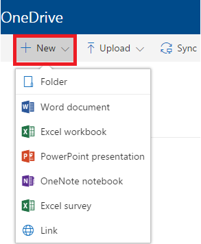 Create New Folder in OneDrive