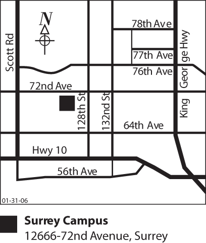 Surrey Campus Location Map