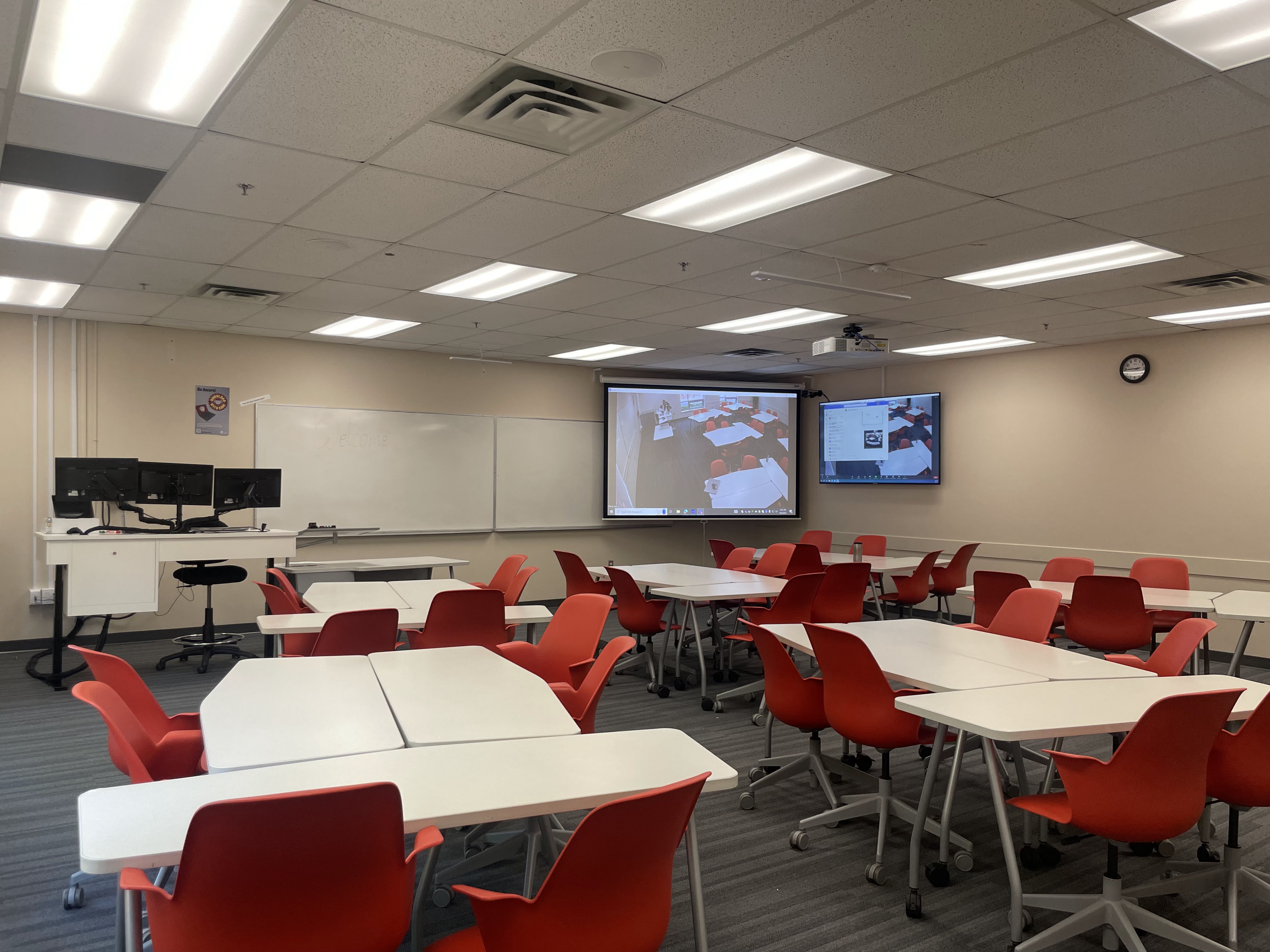 Classroom with screens