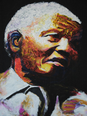 Nelson Mandela painting by Masore Lule, Cape Town, 2009