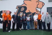 Dignitaries, politicians, BC Lions and KPU students gathered at the football team's training centre.