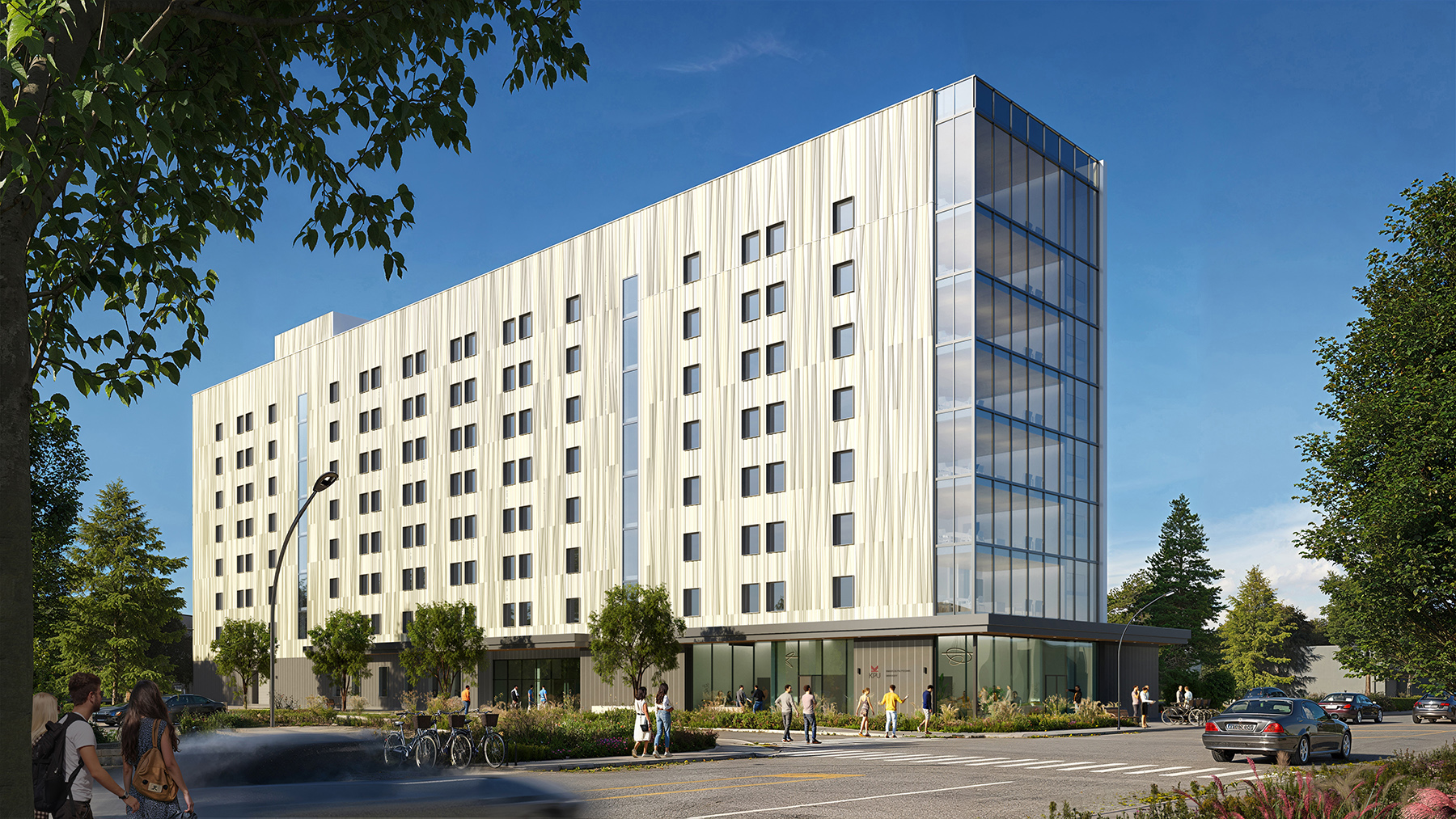 Rendering of a student housing building.