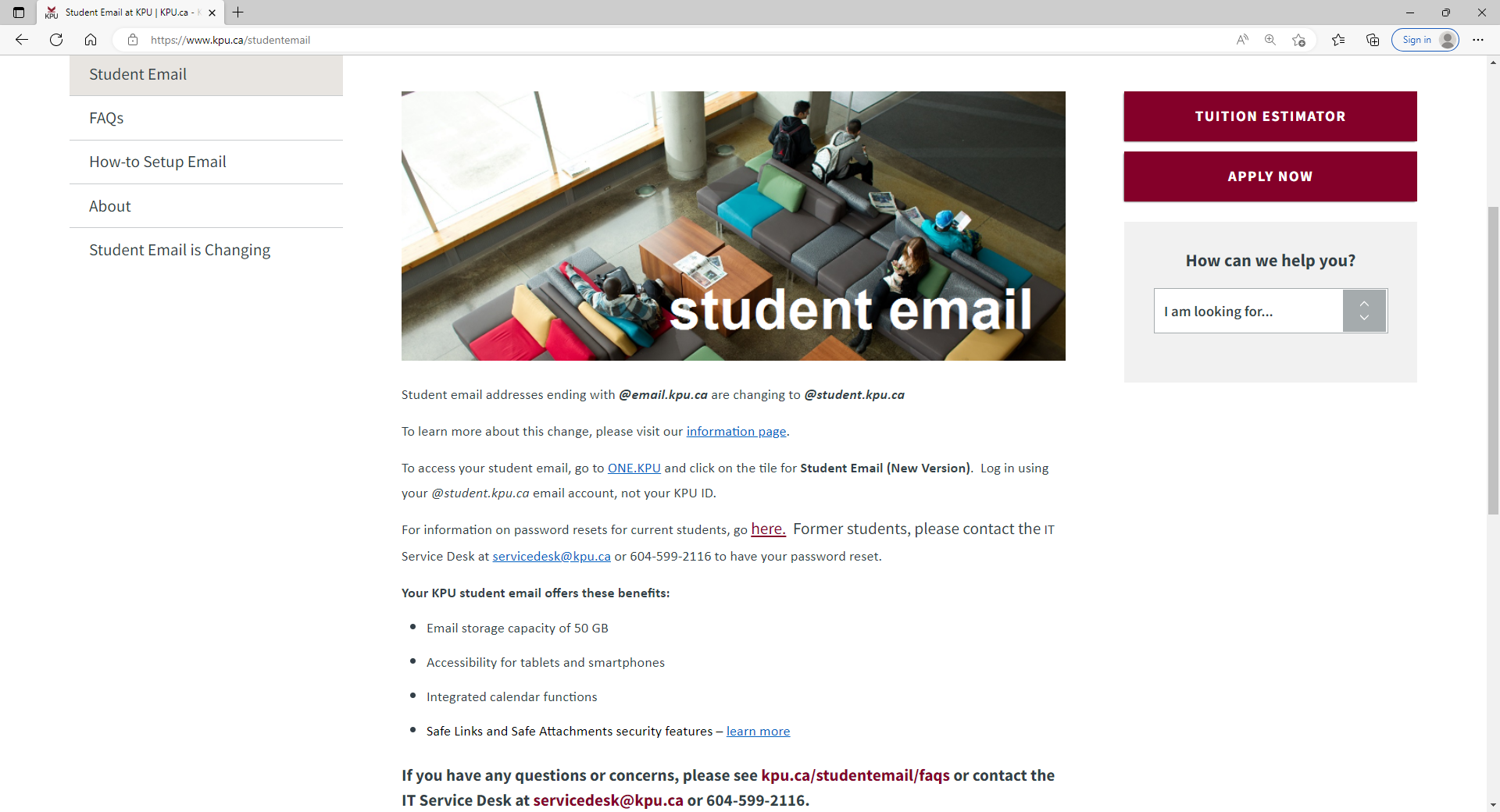 Student email