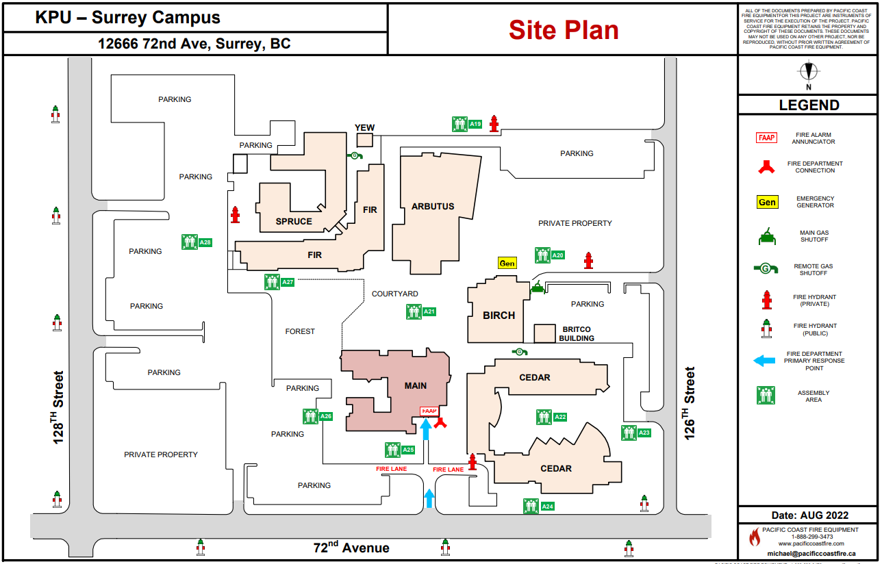 Surrey Campus Assembly Area Map