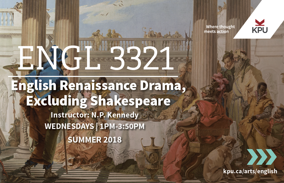 English 3321 - English Renaissance Drama Excluding Shakespeare