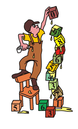 image of man stacking numbers