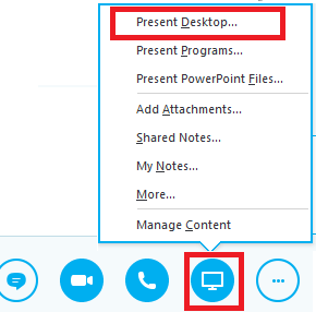 Present desktop option