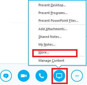 More options in Skype for Business