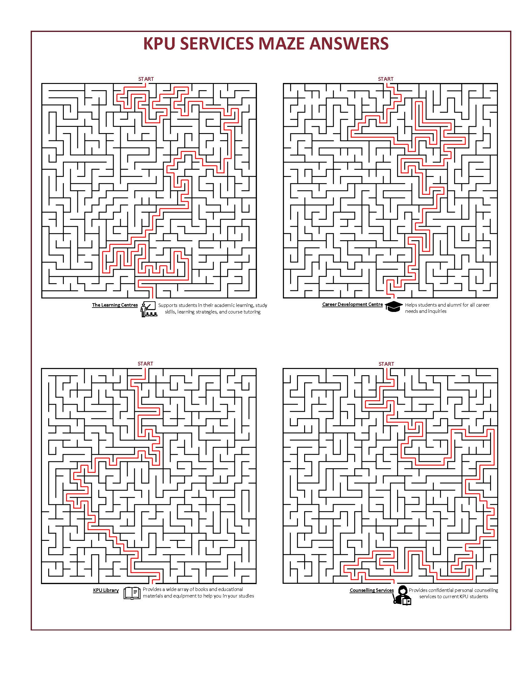 Answers to 4 maze activities 