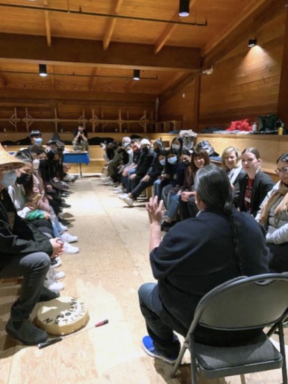 KPU nursing students listen to a Kwantlen First Nation elder
