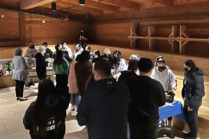 KPU students at the Kwantlen longhouse