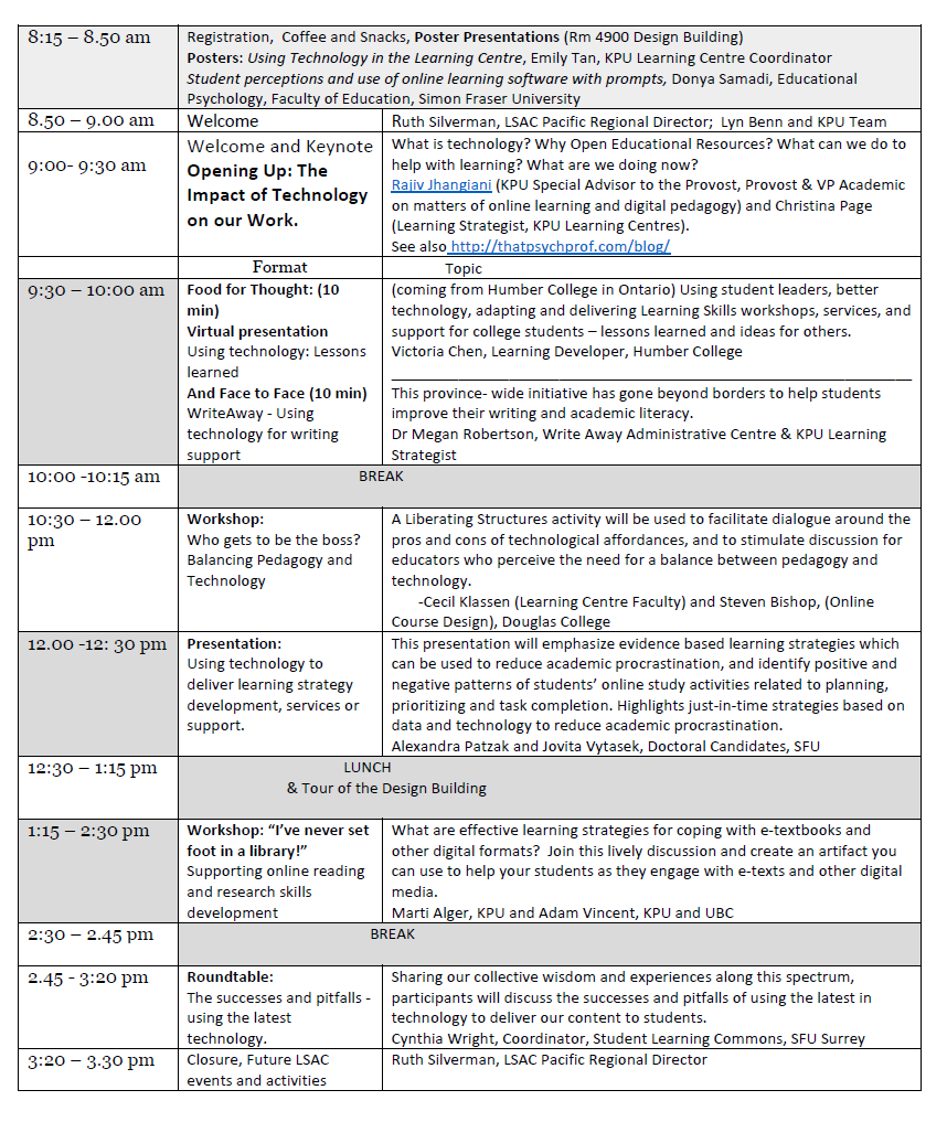 LSAC Pacific Schedule