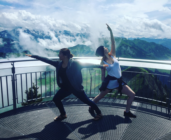 Yoga Posing in front of Swiss Alps - Ally