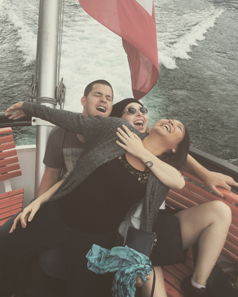 Posing on Boat in Switzerland - Ally