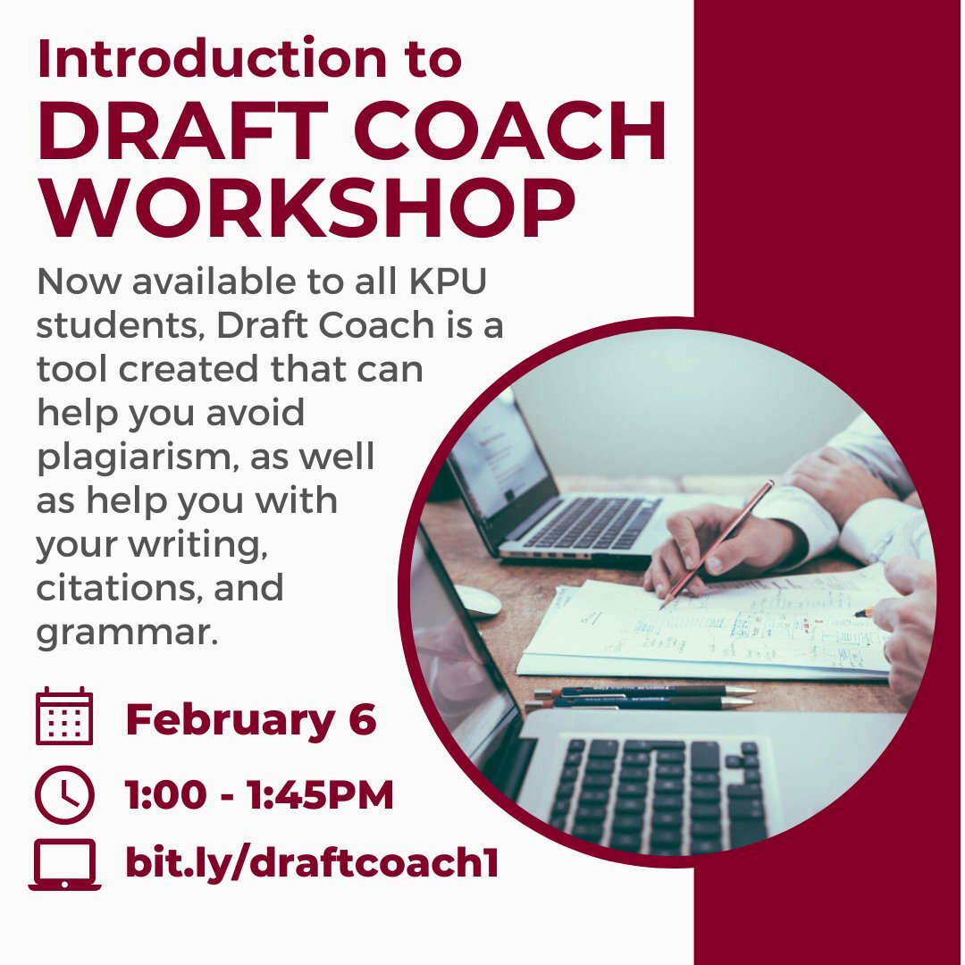 Draft Coach Workshop. Feb. 6, 1:00 PM – 1:45 PM. Microsoft Teams link: bit.ly/draftcoach1