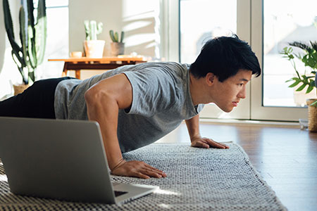 Workout doing push ups