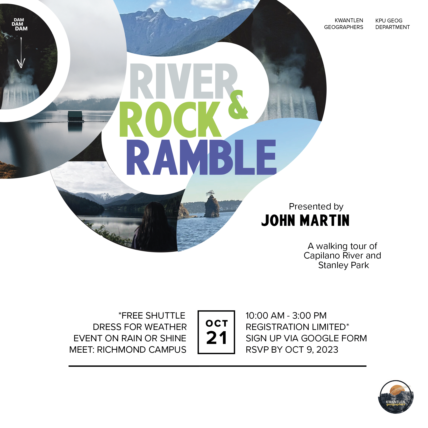 River and Rock Ramble KGC x KPU GEOG event poster 2023