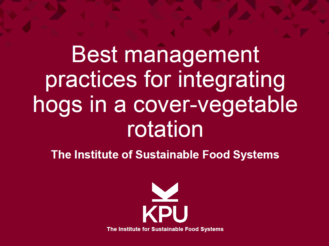 best management practices for integrating hogs in a cover-vegetable rotation
