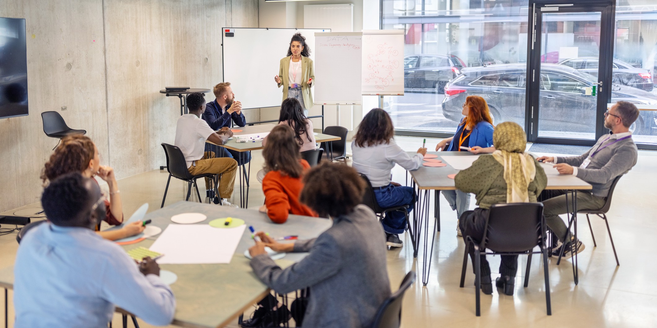 A woman hosting a workshop