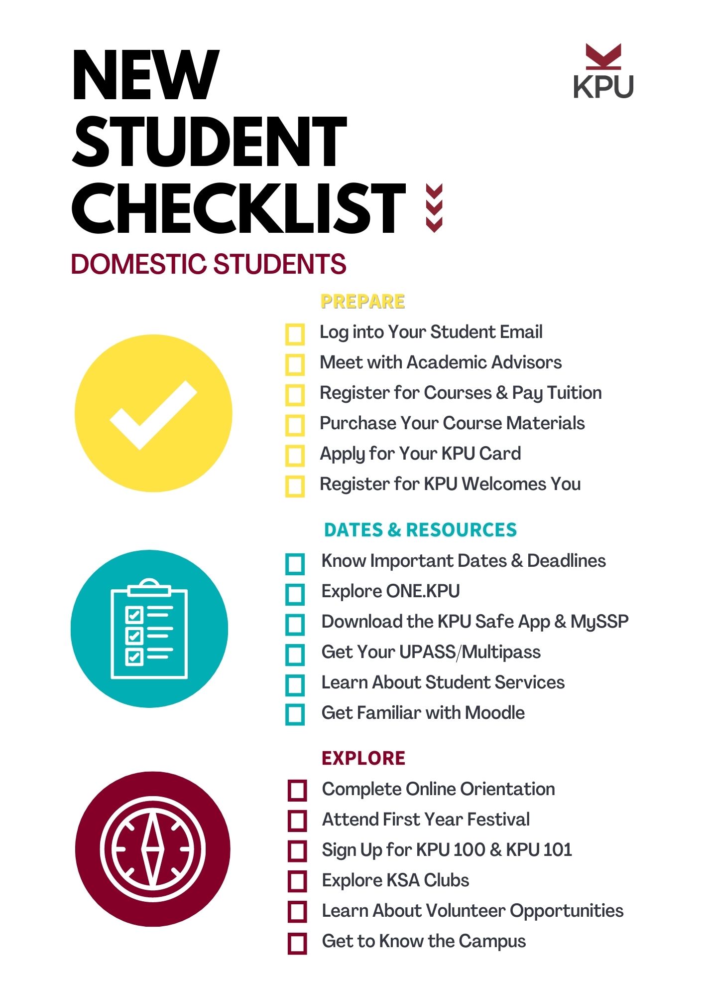 Domestic New Student Checklist