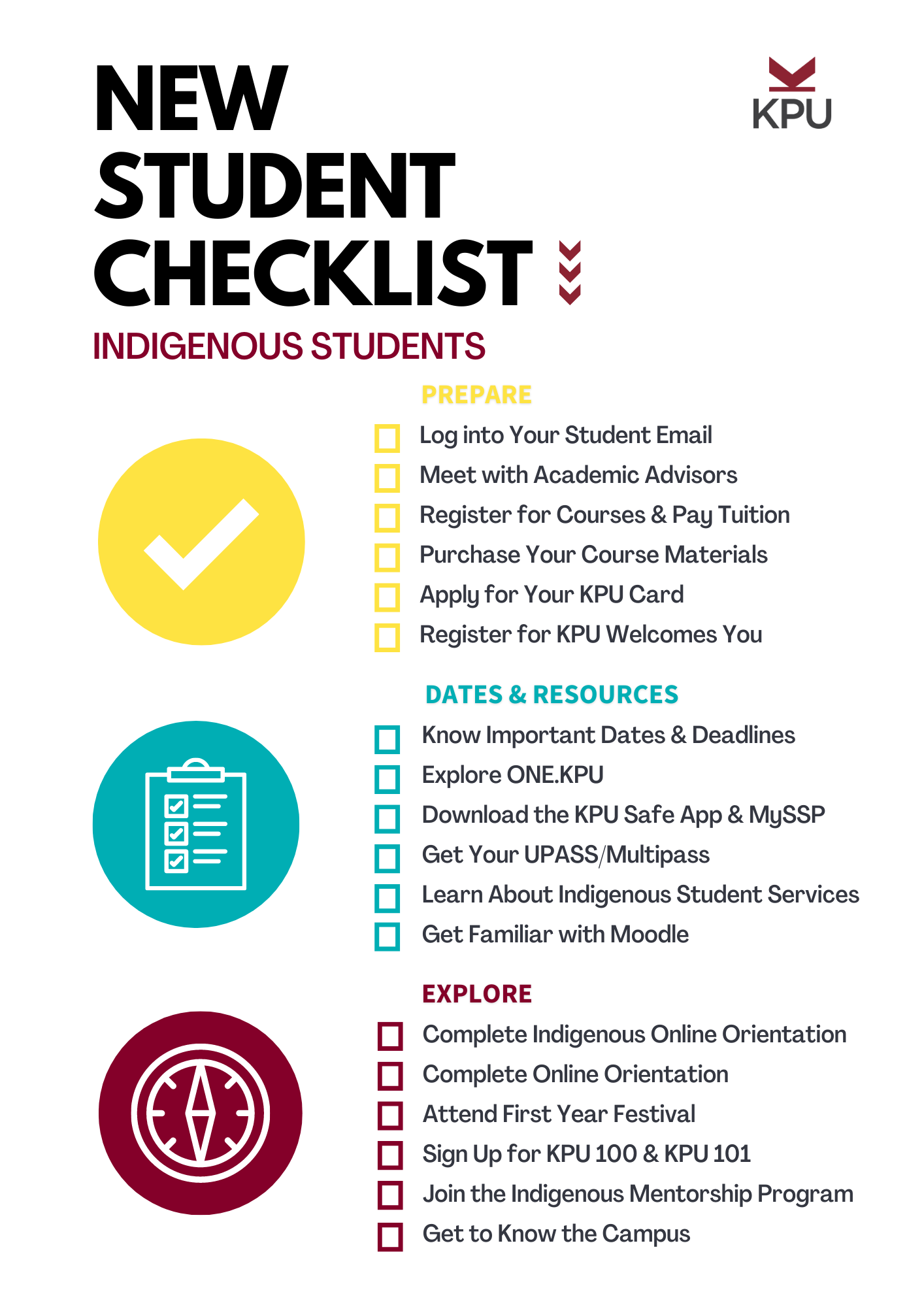 Indigenous New Student Checklist