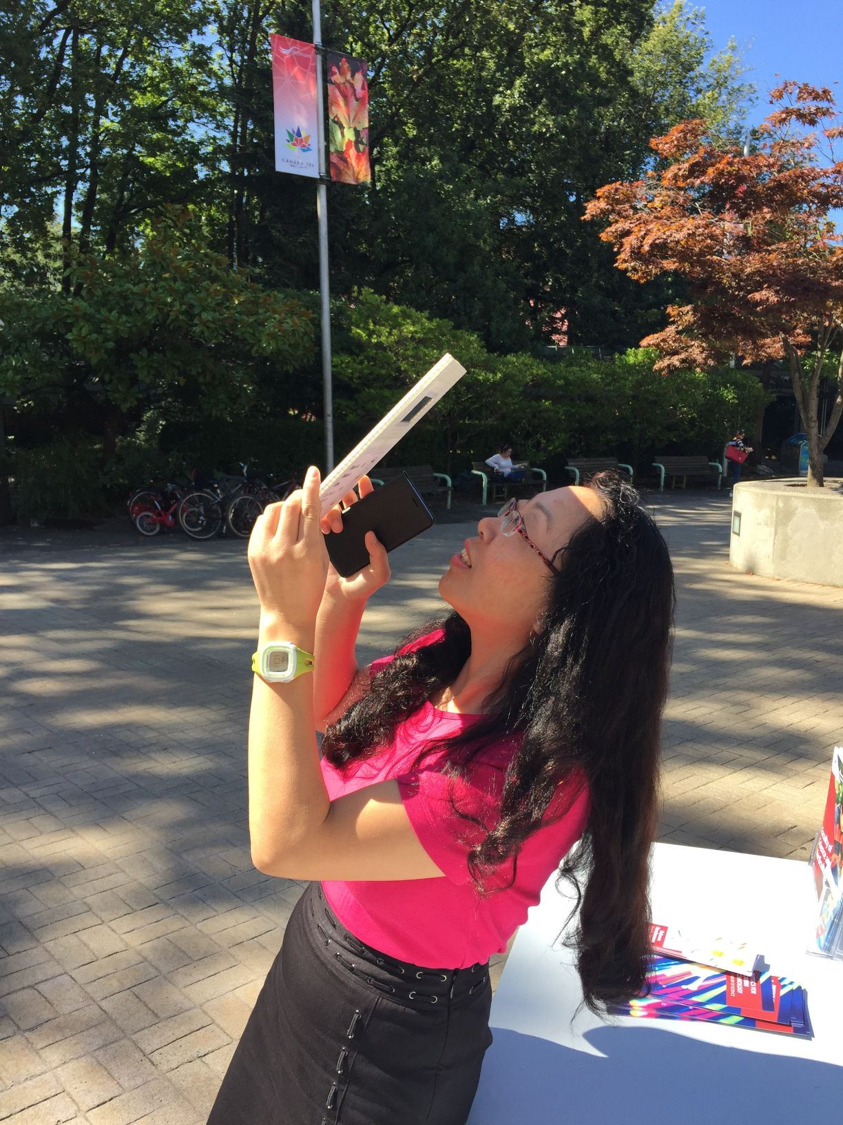 Woman looking at Eclipse