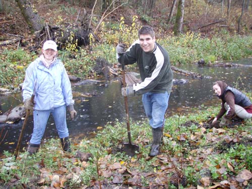 Students restoring a stream
