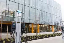 Electric vehicle charging station at KPU's Richmond Campus