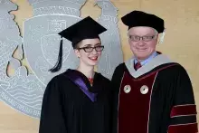 Seanna Schmuland with President and Vice-Chancellor Dr. Alan Davis at her convocation.