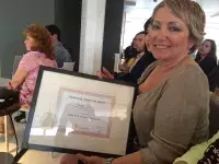 Judith Babcock accepting her award at the Illuminating Engineering Society of B.C.'s prestigious Vision Awards Gala. 