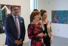 Marlyn Graziano, KPU VP External Affairs, with Science Minister Kirsty Duncan (right) and MP Sukh Dhaliwal (left)